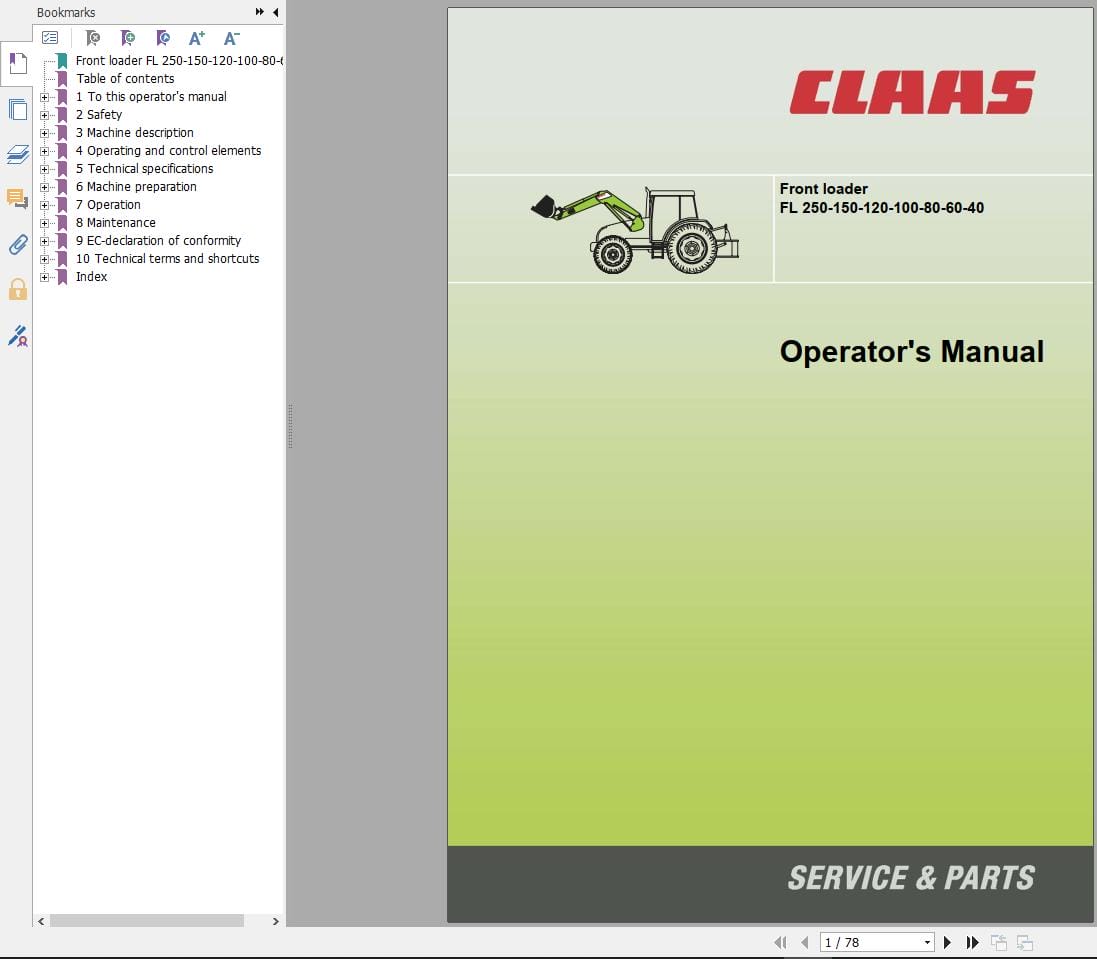 CLAAS FRONT LOADER (B98) Assembly Operators Technical Manual (2)