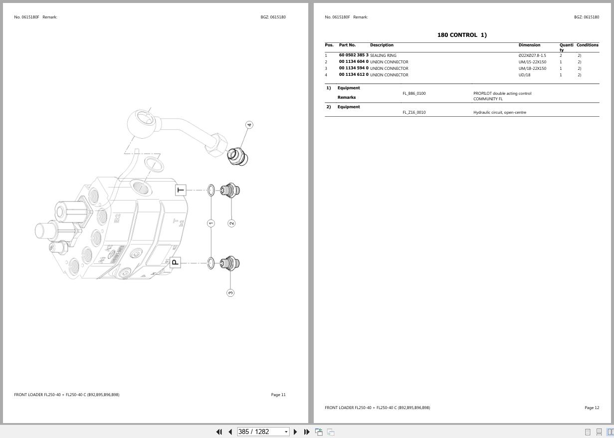 CLAAS FRONT LOADER FL250 40 + FL250 40 C B92 B9200001 B9299999 Spare Parts Catalog (2)
