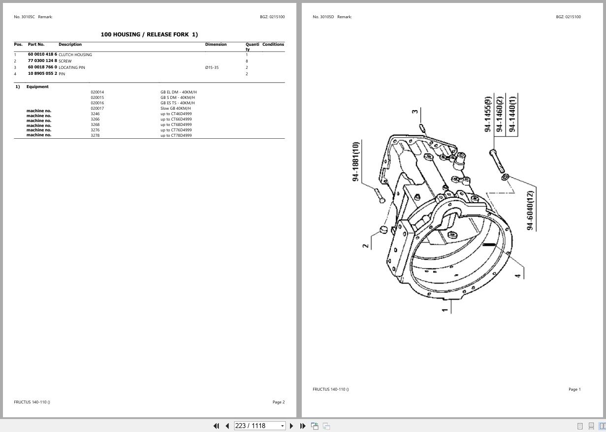 CLAAS FRUCTUS 140 110 CT66D3000 CT66D5999 Spare Parts Catalog (2)