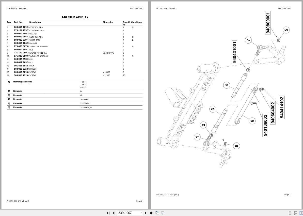 CLAAS NECTIS 237 217 VE A12 A1200100 A1200154 Spare Parts Catalog (2)