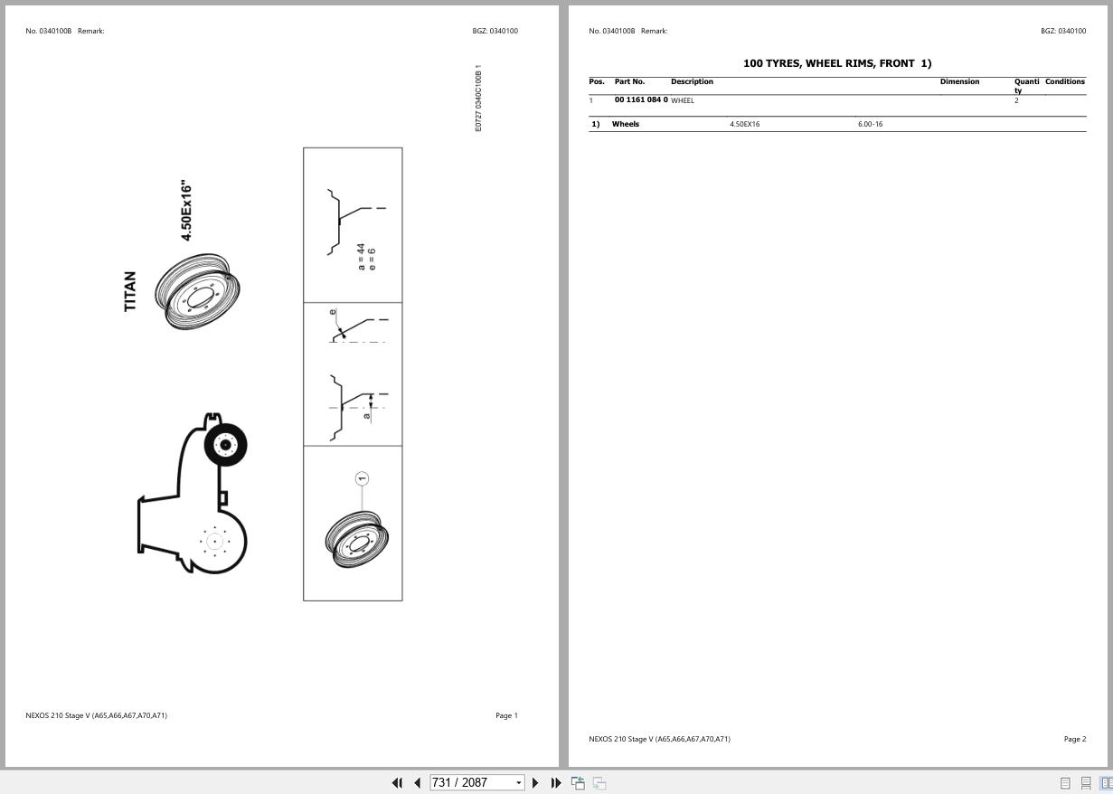 CLAAS NEXOS 210 Stage V A6500001 A6599999 Spare Parts Catalog (2)