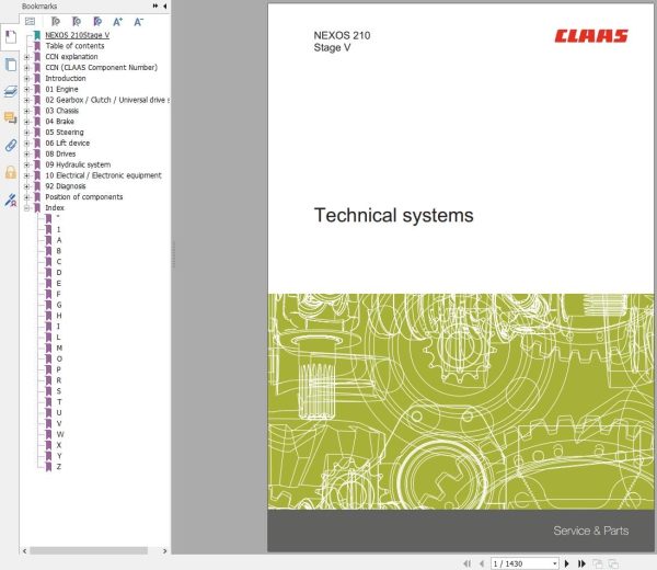 CLAAS NEXOS 240 210 MD Stage V (A71) Assembly Operators Repair Technical Manual (1)