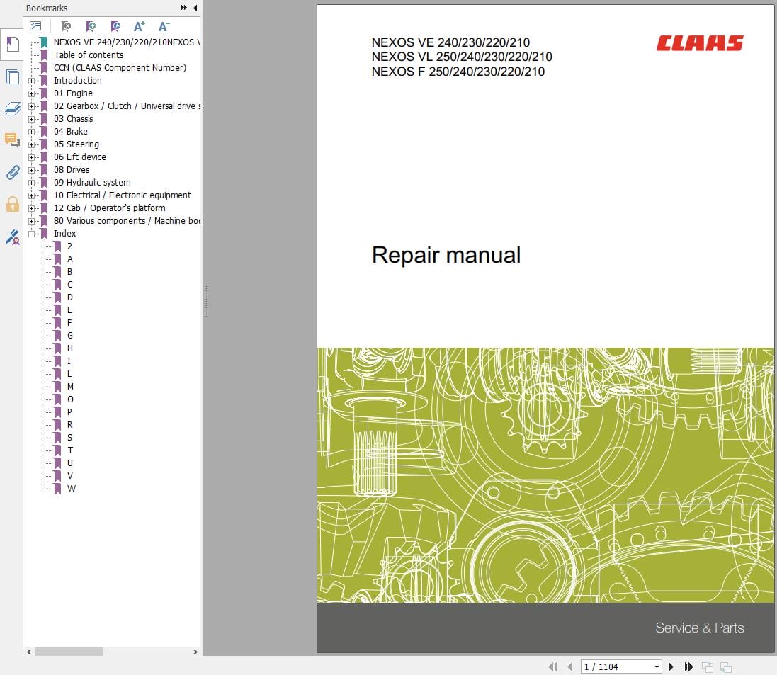 CLAAS NEXOS 250 210 OPENCABIN Stage 3b (A47) Assembly Operators Repair Technical Manual (2)