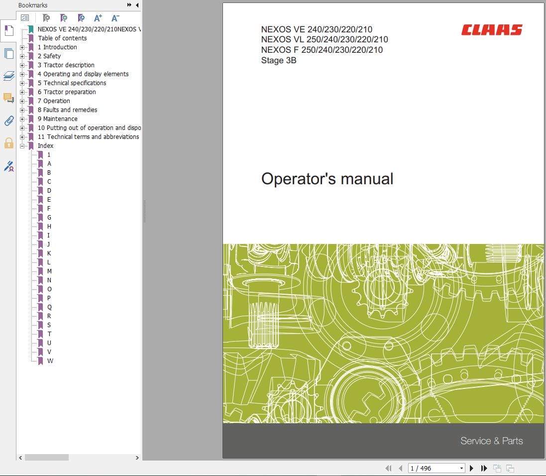 CLAAS NEXOS 250 210 OPENCABIN Stage 3b (A47) Assembly Operators Repair Technical Manual (3)