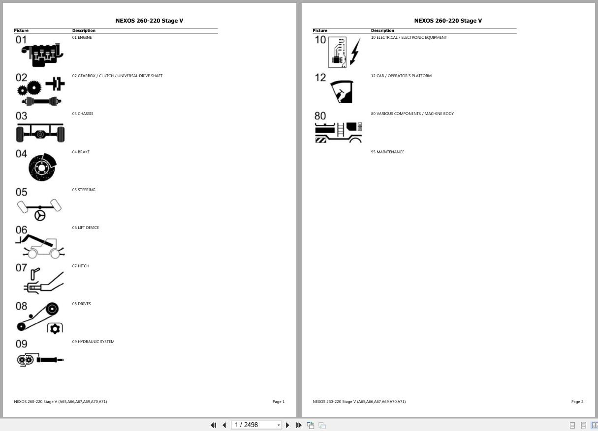CLAAS NEXOS 260 220 Stage V A6500001 A6599999 Spare Parts Catalog (1)