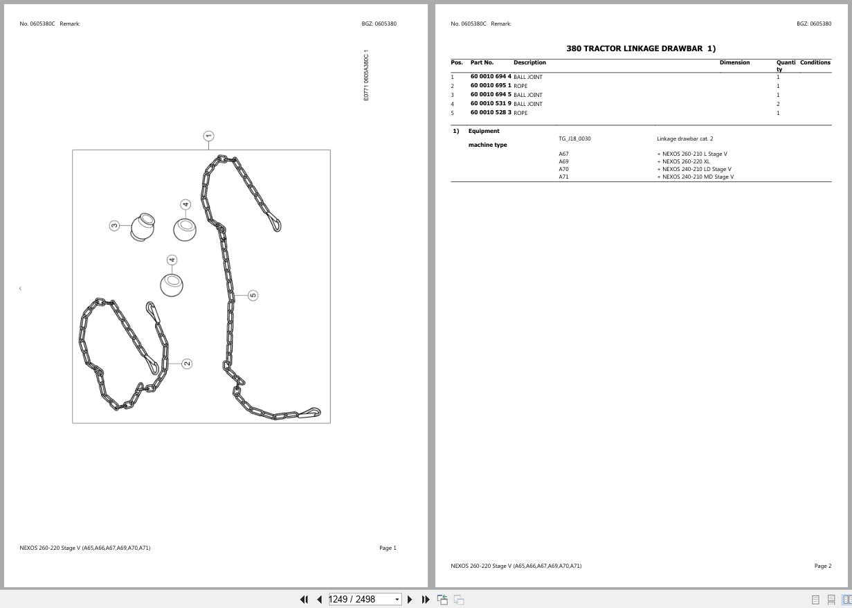 CLAAS NEXOS 260 220 Stage V A6500001 A6599999 Spare Parts Catalog (2)