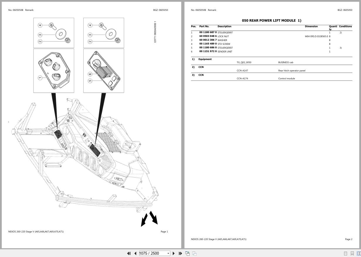 CLAAS NEXOS 260 220 Stage V A6700001 A6799999 Spare Parts Catalog (2)
