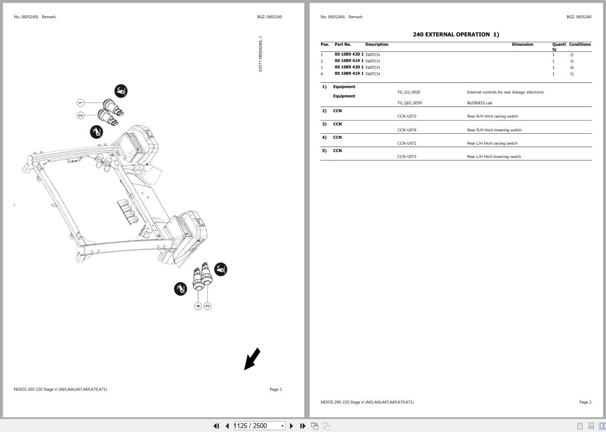 CLAAS NEXOS 260 220 Stage V A6900001 A6999999 Spare Parts Catalog (2)