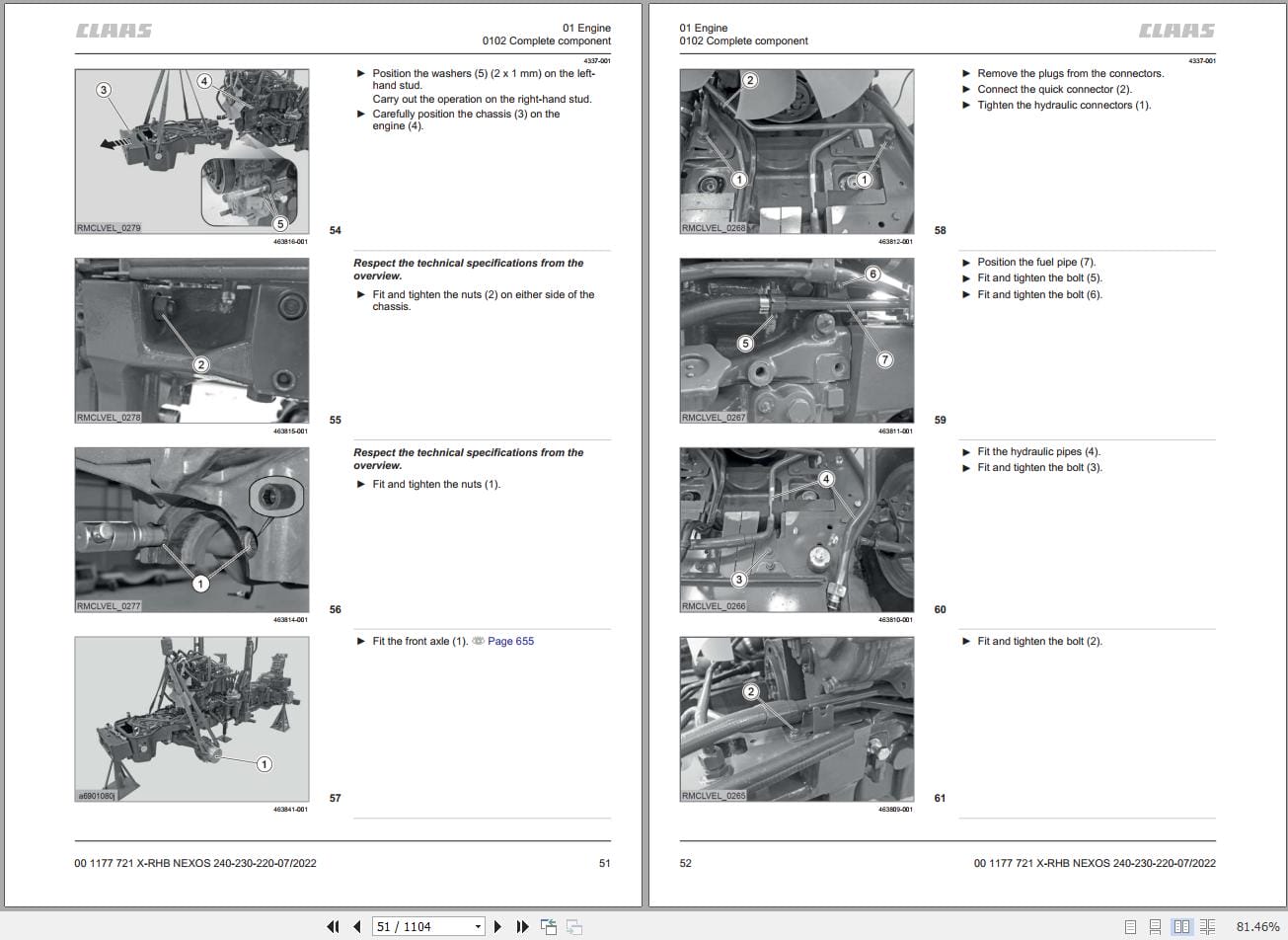 CLAAS NEXOS 260 220 XL (A69) Assembly Operators Repair Technical Manual (4)