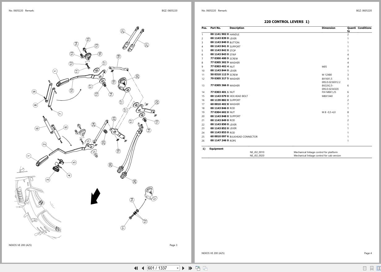 CLAAS NEXOS VE 200 A2500001 A2599999 Spare Parts Catalog (2)
