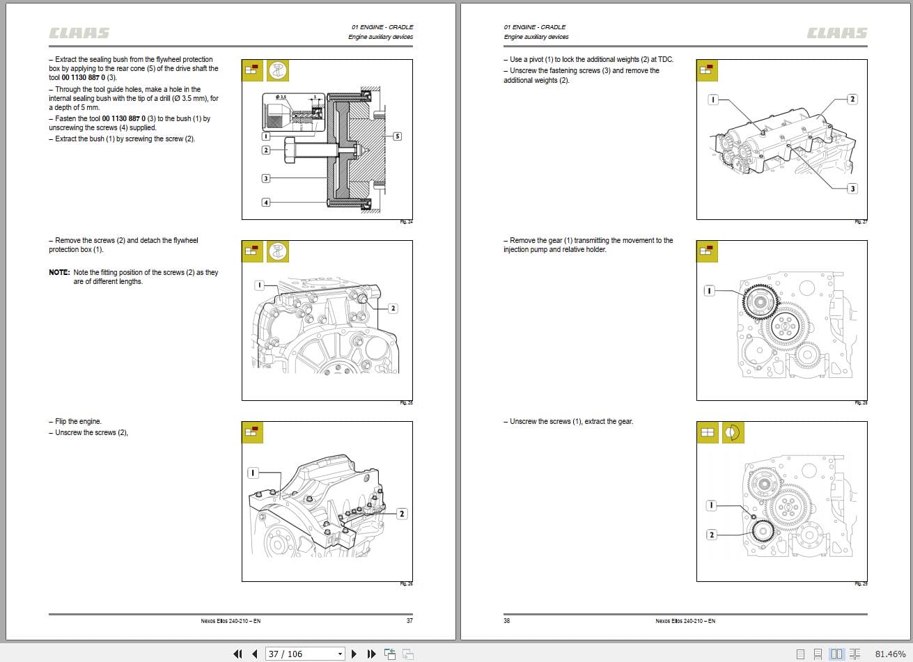 CLAAS NEXOS VE 230 210 (A25) Assembly Operators Repair Technical Manual (3)