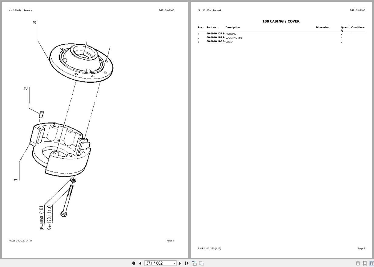 CLAAS PALES 240 220 A1500100 A1599999 Spare Parts Catalog (2)