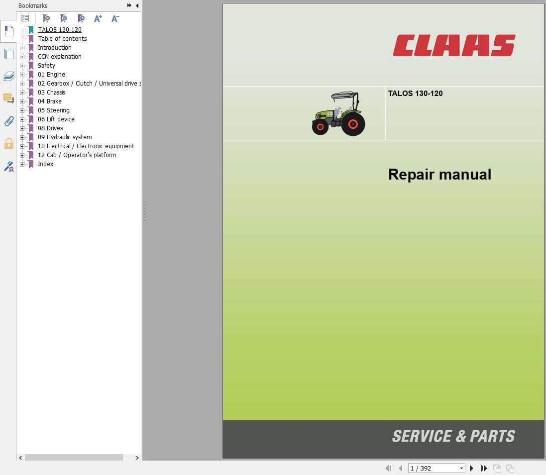 CLAAS TALOS 130 120 (A38) Assembly Operators Repair Technical Manual (2)