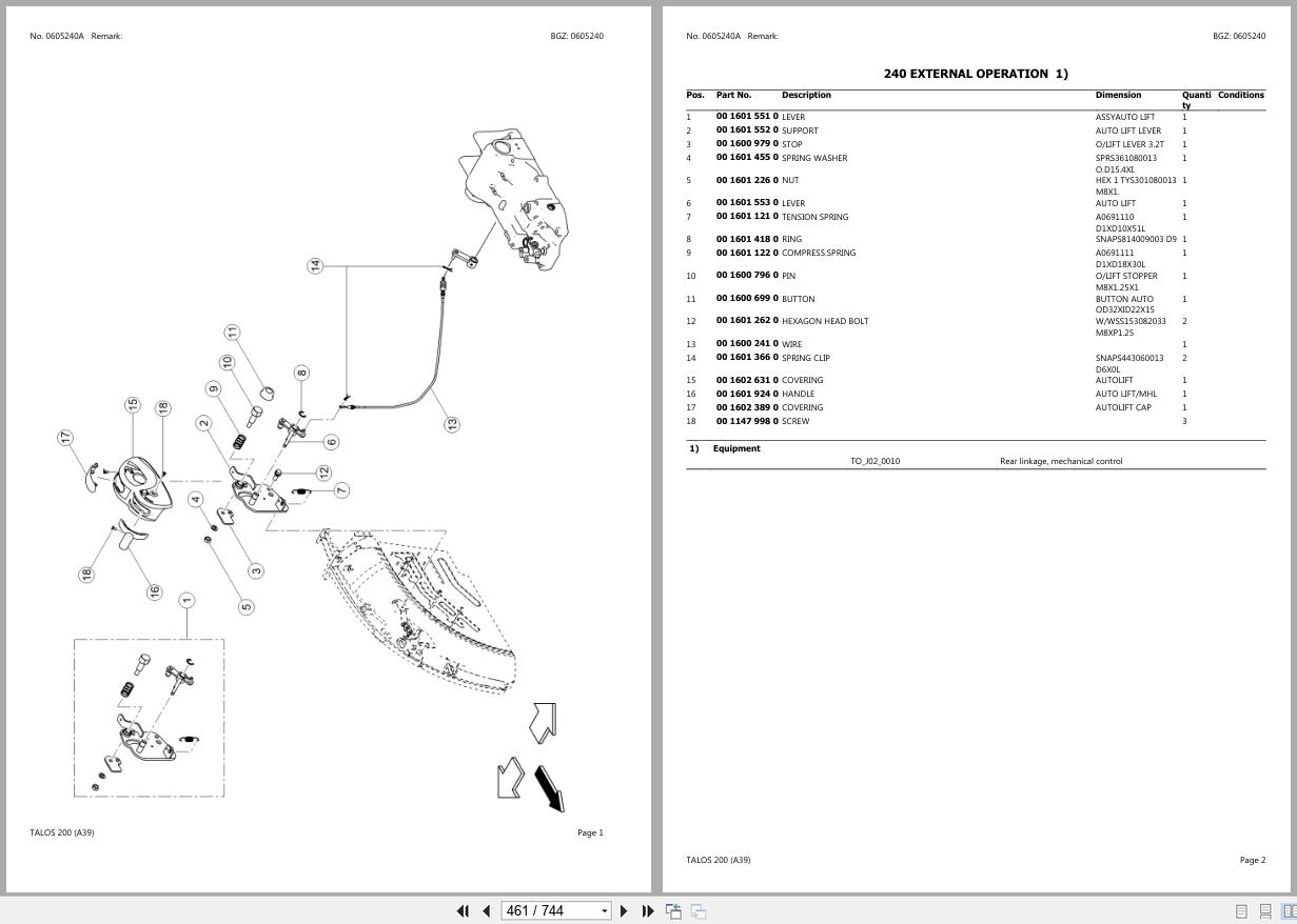 CLAAS TALOS 200 A39 2208010001 2208010243 Spare Parts Catalog (2)