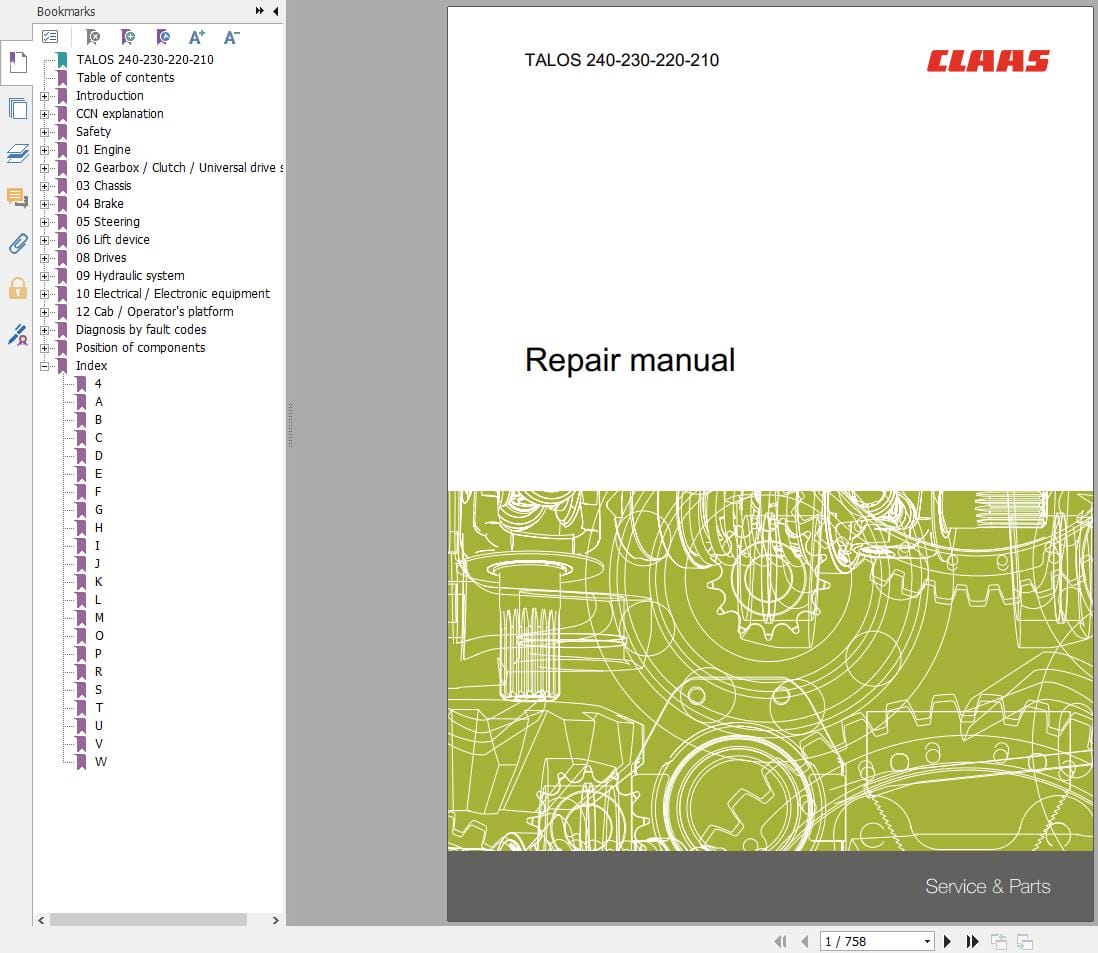 CLAAS TALOS 240 210 (A39) Assembly Operators Repair Technical Manual (2)