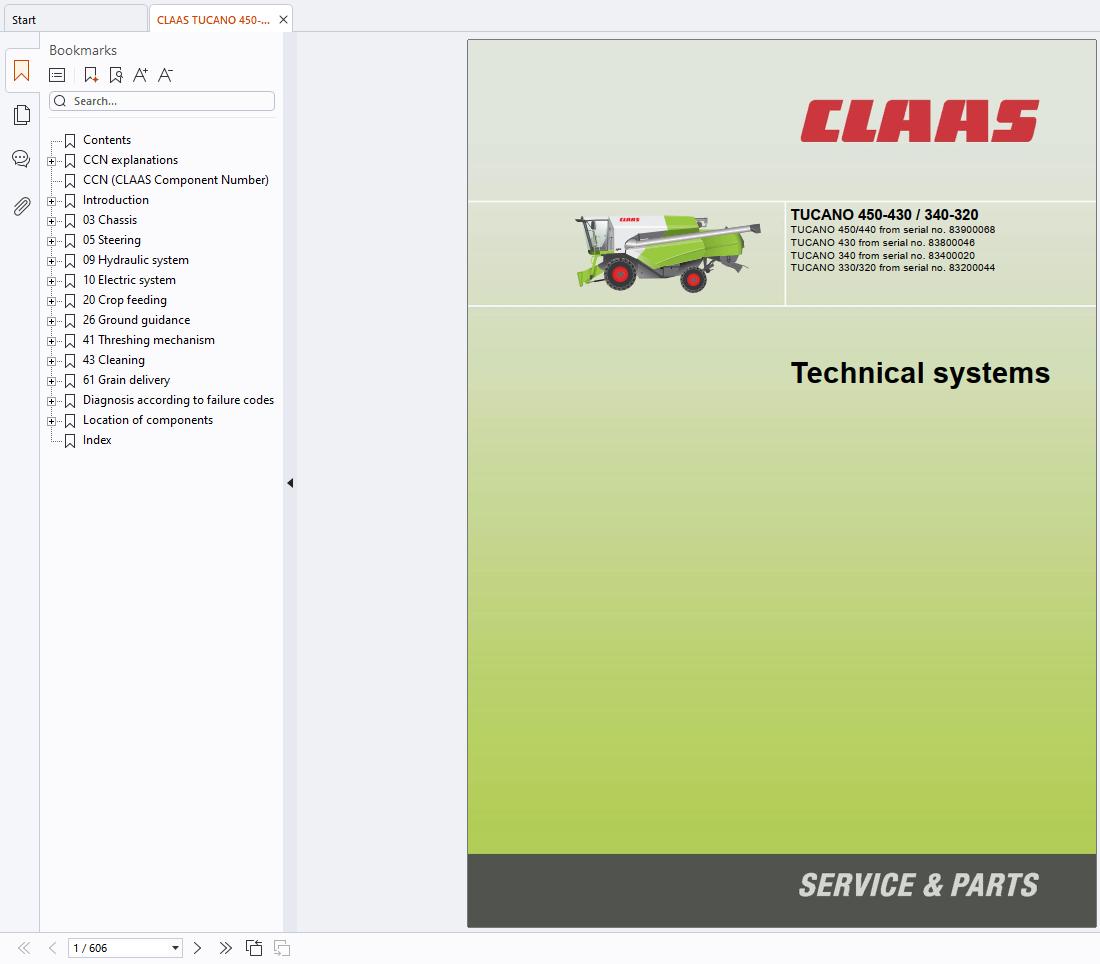 CLAAS TUCANO 430 420 (838) Technical Repair Operators Assembly Manual