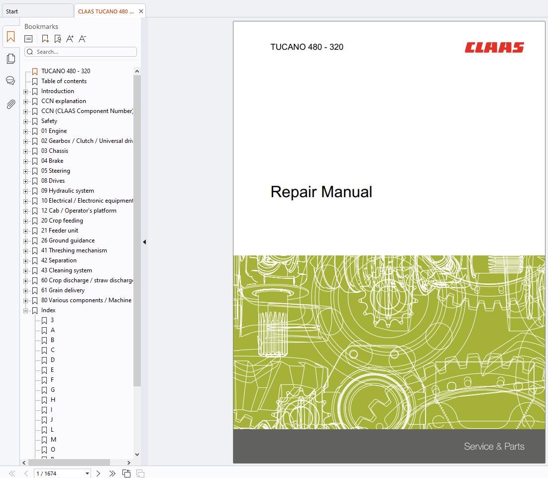 CLAAS TUCANO 430 420 (840) Technical Repair Operators Assembly Manual