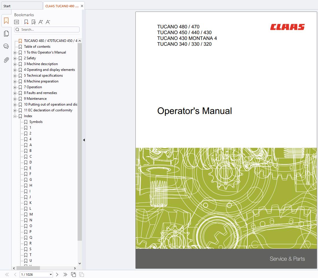 CLAAS TUCANO 430 420 (843) Technical Repair Operators Assembly Manual