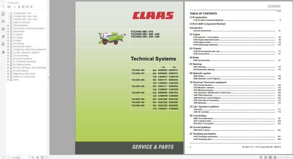 CLAAS TUCANO 450 440 (841) Assembly Operators Repair Technical Manual