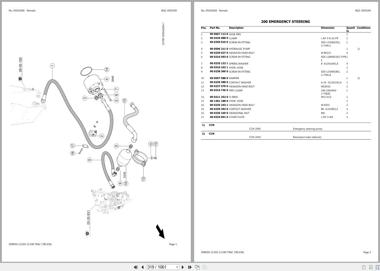 CLAAS XERION 12.650 12.590 TRAC 785 E56 78500011 78599999 Spare Parts Catalog (2)