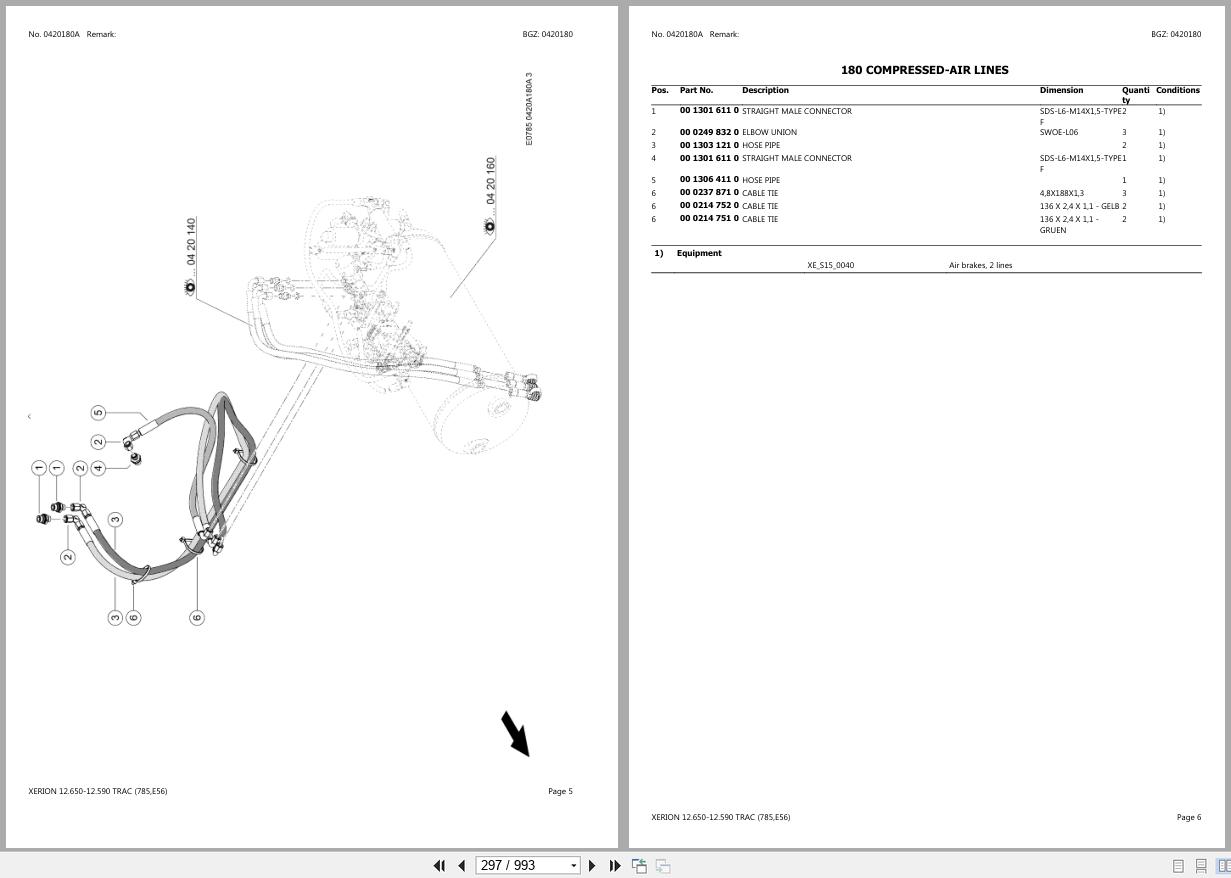 CLAAS XERION 12.650 12.590 TRAC E56 E5600011 E5699999 Spare Parts Catalog (2)