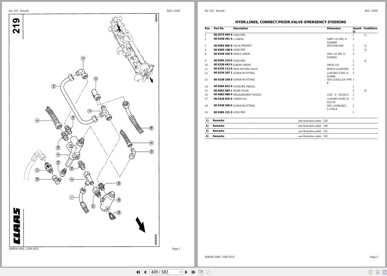 CLAAS XERION 3000 2500 033 03300011 03399999 Spare Parts Catalog (2)