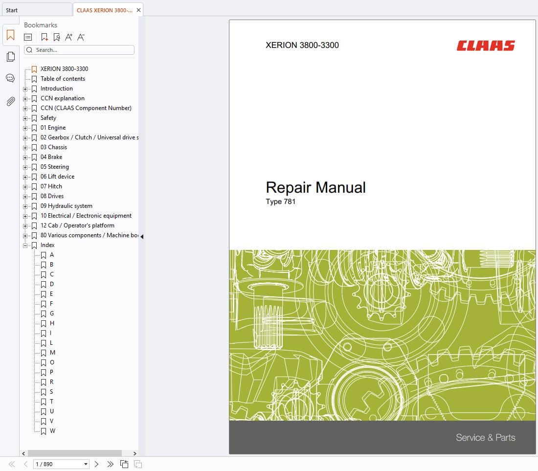 CLAAS XERION 3800 3300 (781) Assembly Operators Repair Technical Manual (5)