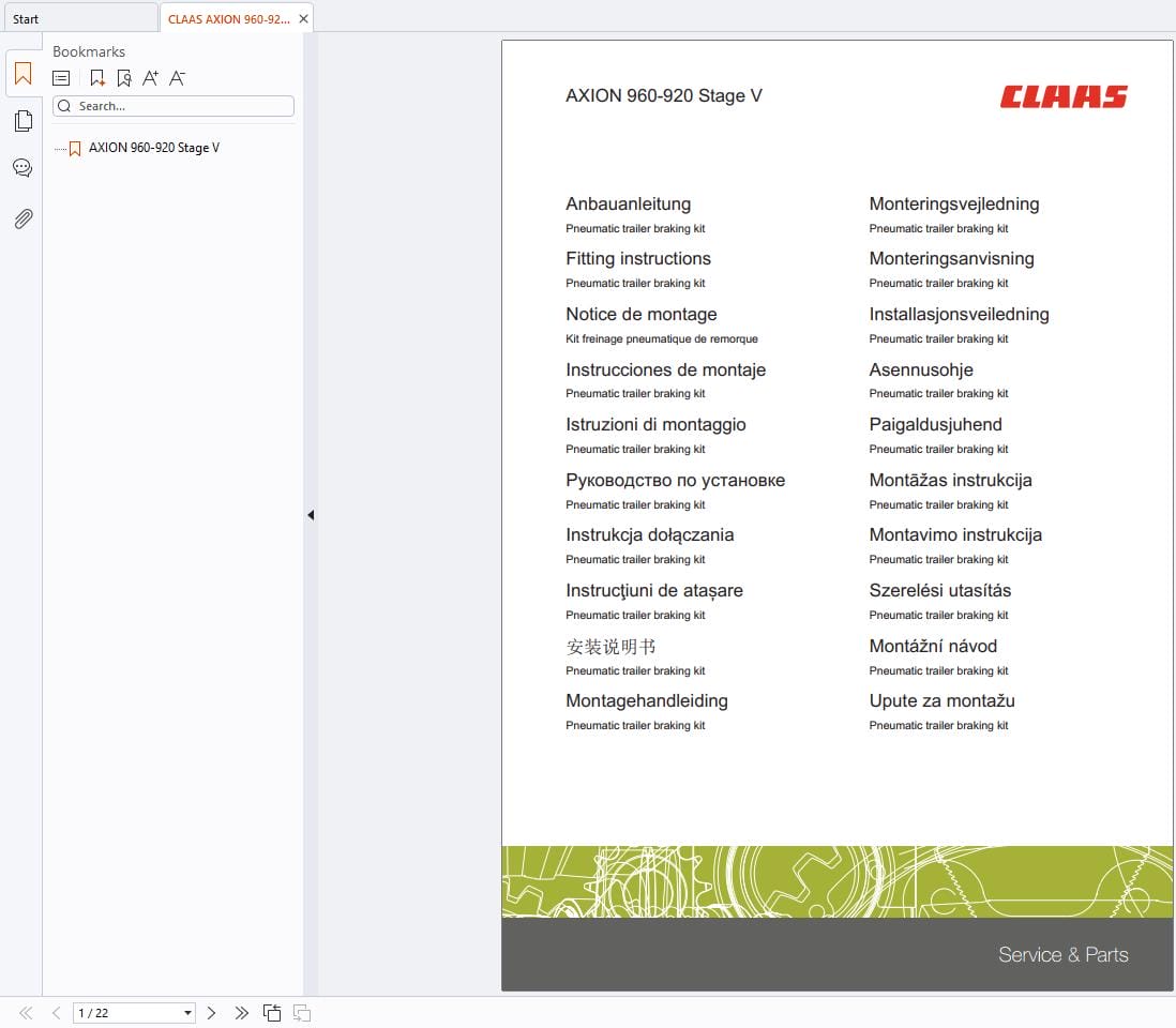CLAAS XERION 3800 3300 TRAC (E52) Assembly Operators Technical Manual (4)