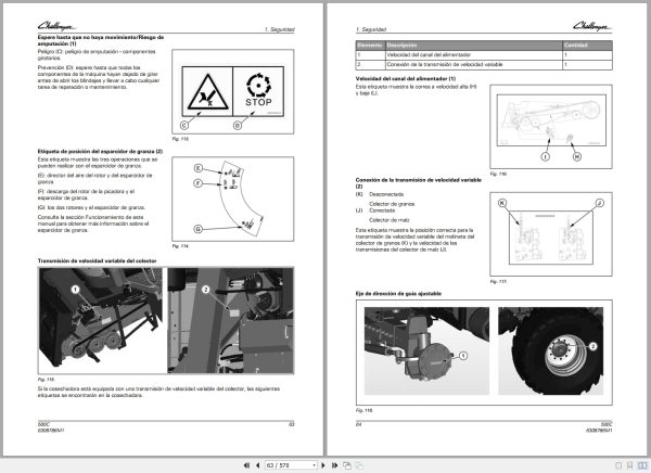 Challenger Draper Platform 9250 Dynaflex 25 30 35 40 Operators Manual 6287363M1 Es (2)