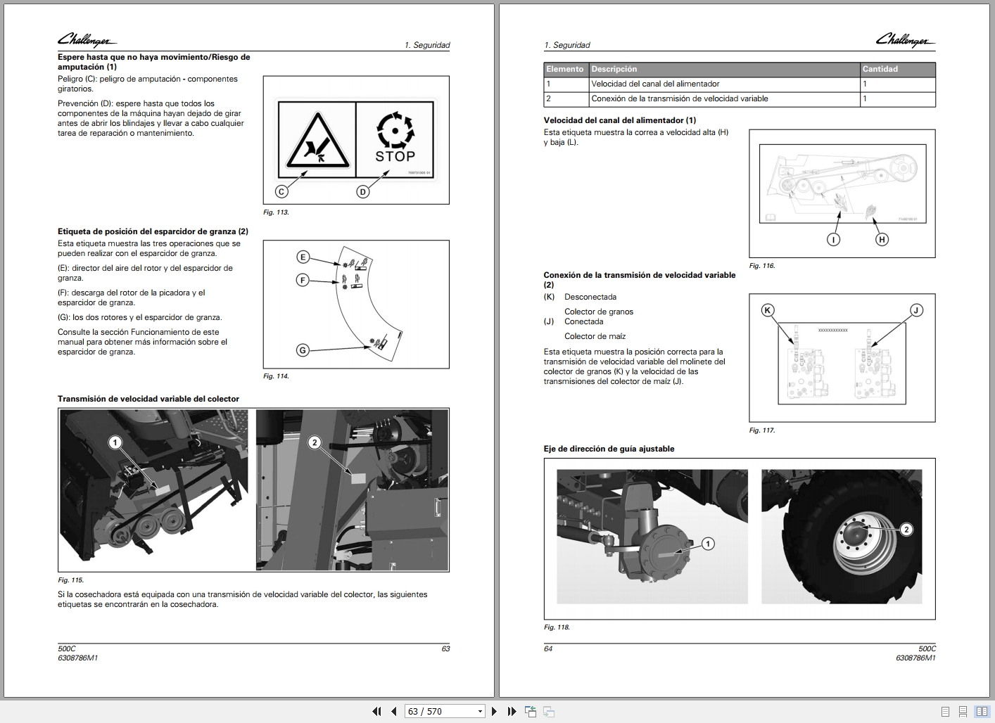 Challenger Draper Platform 9250 DynaFlex 25 30 35 40 Operators Manual 6287363M1 ES (2)