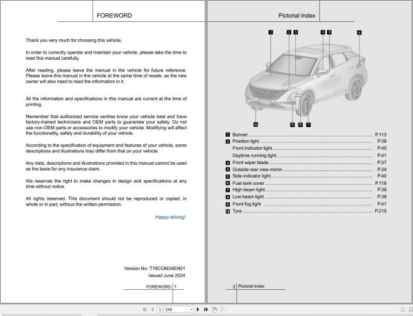 Chery Omoda 5 T19C 2024 Operation and Maintenance Manual (1)
