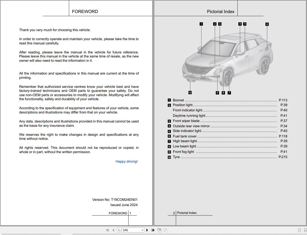 Chery Omoda 5 T19C 2024 Operation and Maintenance Manual (1)
