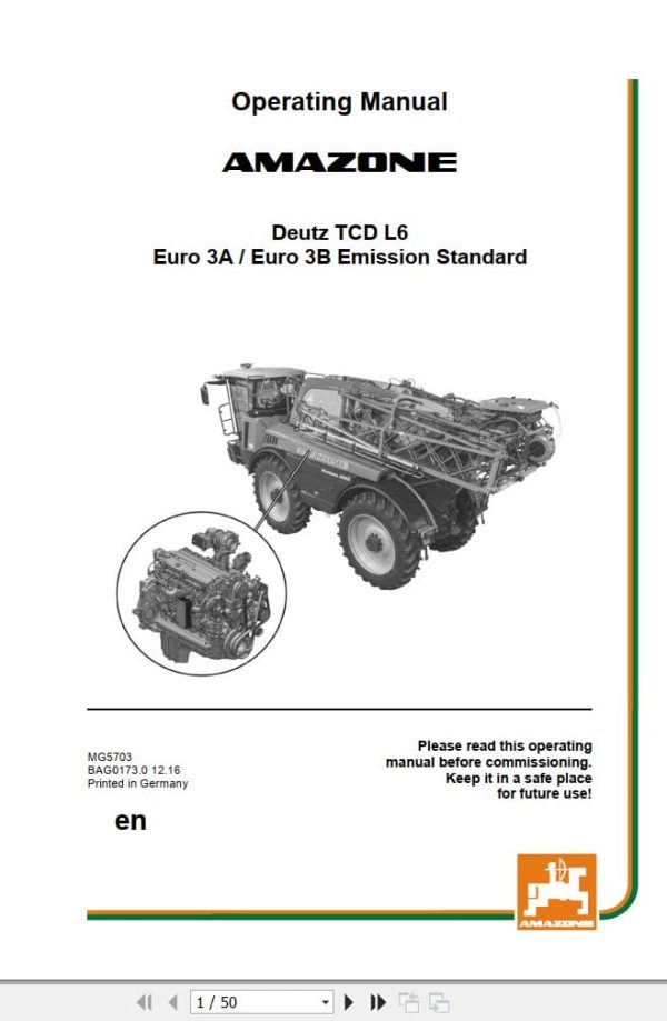 Deutz Engine TCD 4.1 L4 TCD 6.1 L6 Operating Manual MG5703 (1)