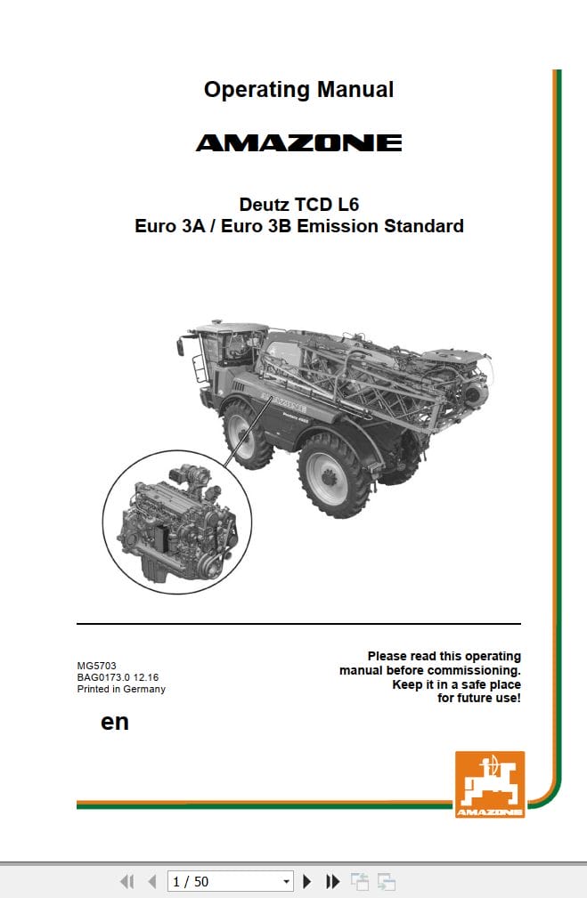 Deutz Engine TCD 4.1 L4 TCD 6.1 L6 Operating Manual MG5703 (1)