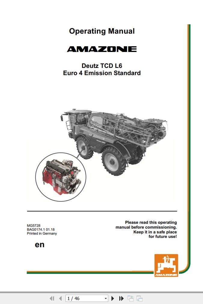 Deutz Engine TCD4.1L4 TCD6.1L6 TTCD6.1L6 Operating Manual MG5728 (1)