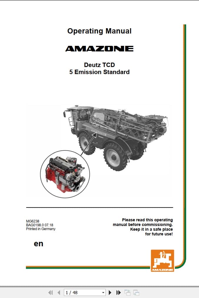 Deutz Engine TCD4.1L4 TCD6.1L6 TTCD6.1L6 Operating Manual MG6238 (1)