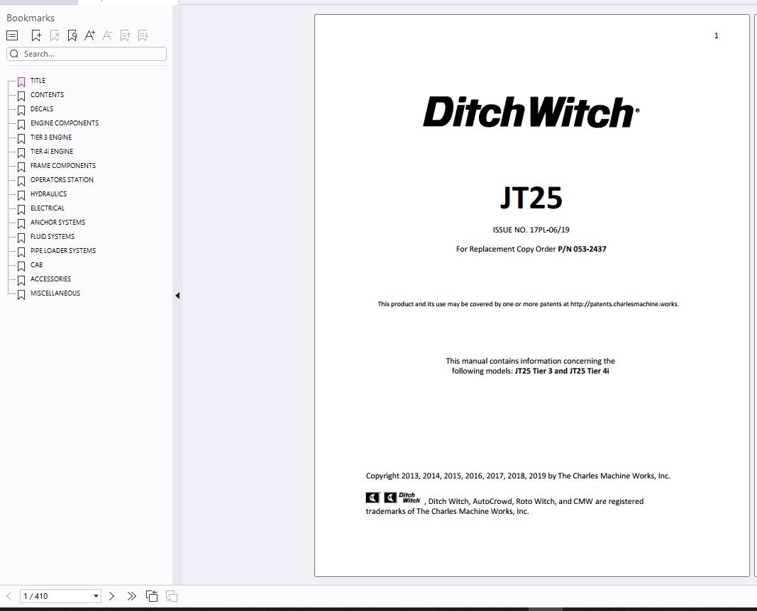 Ditch Witch Heavy Equipment Parts Operators Manual Update 2025 (2)