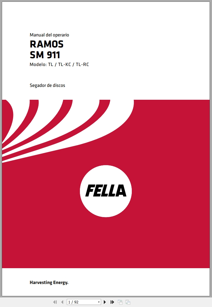 Fella Disc Mower Ramos SM911TL SM911TL KC SM911TL RC Operators Manual FEL12872505 ES02 ES (1)