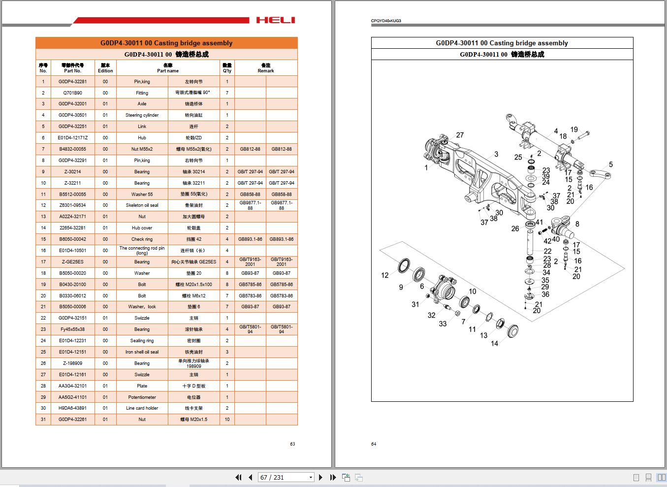 Heli Forklift G3 Series 4t CPQYD40 KUG3 Parts Catalog (2)