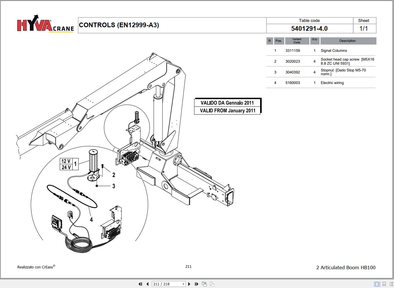 Hyva 2 Articulated Boom HB100 Parts Catalog 7880541 H.1 1