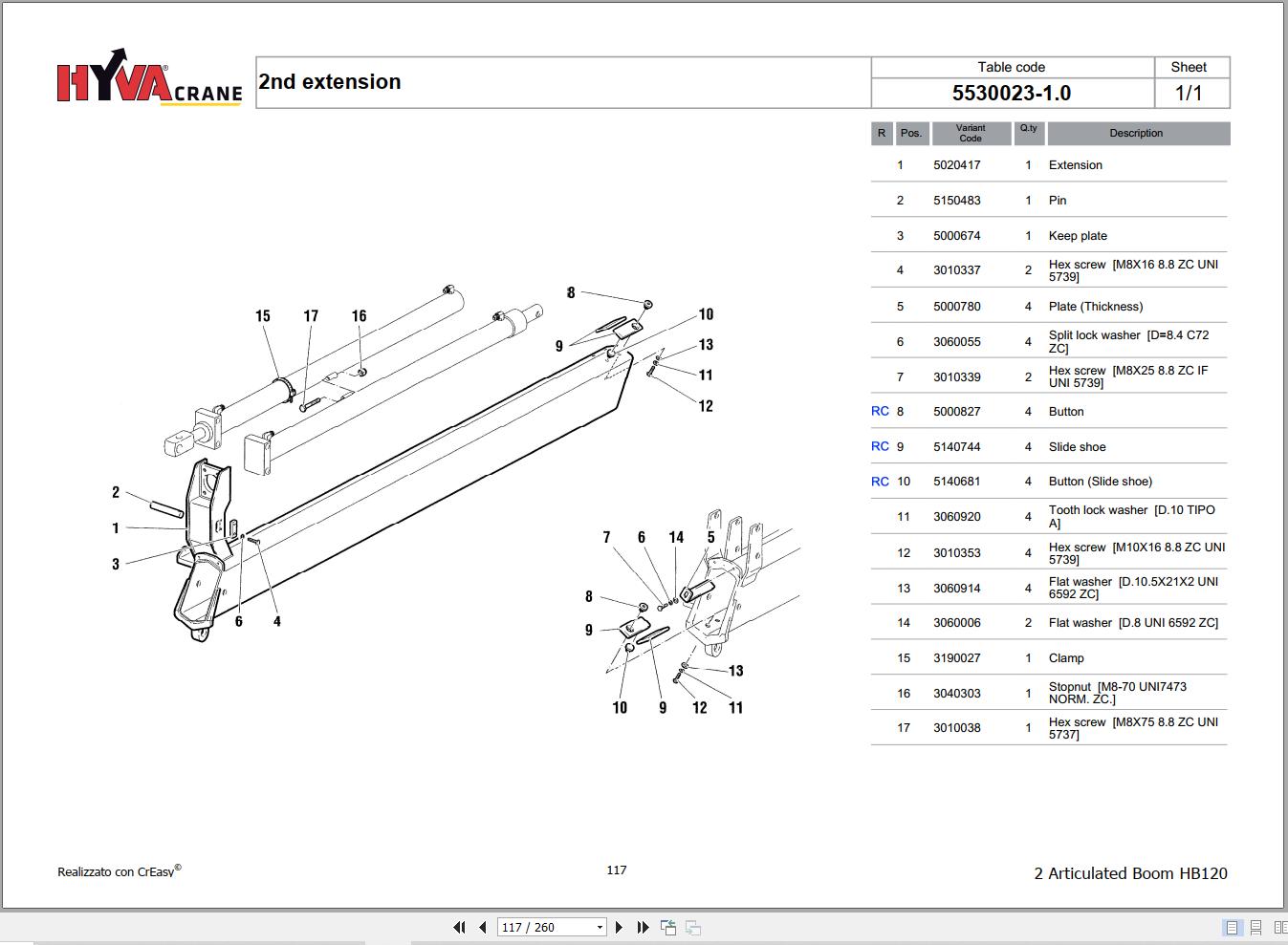 Hyva 2 Articulated Boom HB120 Parts Catalog 7880698 H.1 1