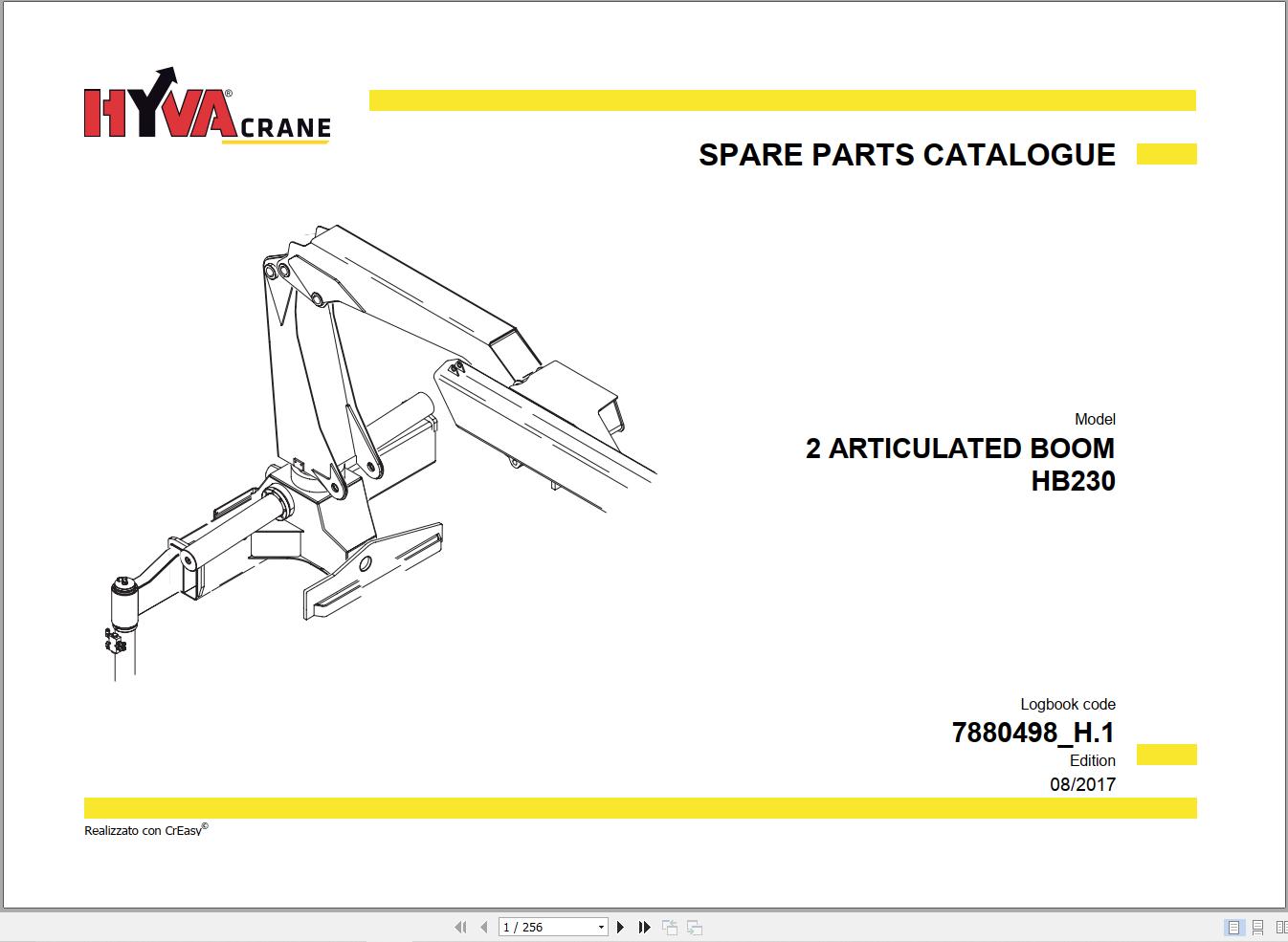 Hyva 2 Articulated Boom HB230 Parts Catalog 7880498 H.1