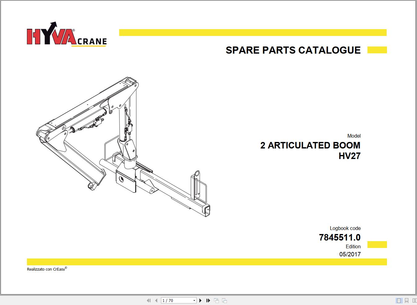 Hyva 2 Articulated Boom HV27 Parts Catalog 7845511.0 (1)