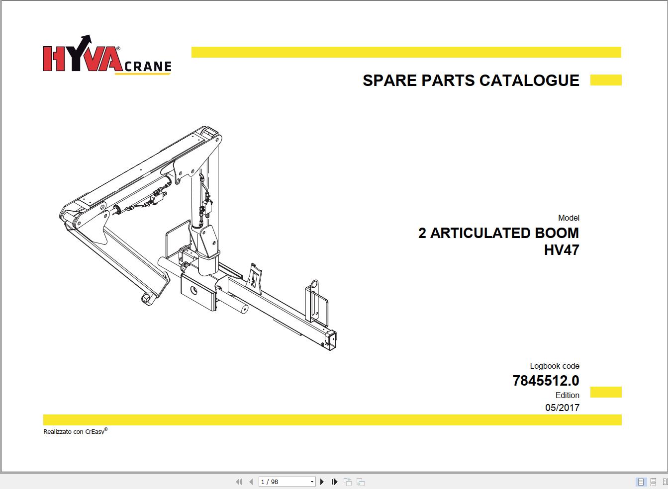 Hyva 2 Articulated Boom HV47 Parts Catalog 7845512.0 (1)