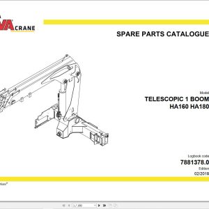 Hyva Telescopic 1 Boom HA160 HA180 Parts Catalog 7881378.0
