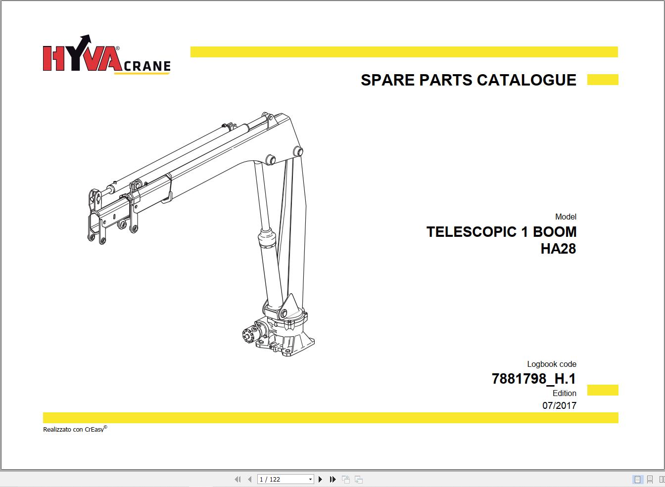 Hyva Telescopic 1 Boom HA28 Parts Catalog 7881798 H.1