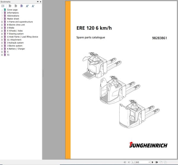 Jungheinrich Forklift ERE 120 Spare Parts Catalog 98283861 (1)