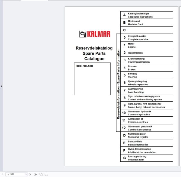 Kalmar Forklift DCG 90 180 Spare Parts Catalog (1)