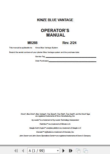 Kinze Blue Vantage Operators Manual M0288 02.2024 (1)
