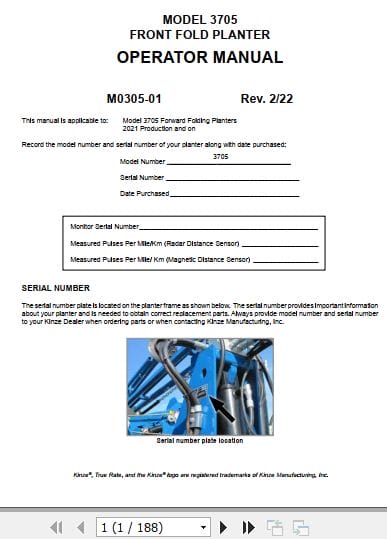 Kinze Front Fold Planter 3705 Operators Manual M0305 01 02.2022 (1)